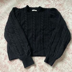 Doen Black Eyelet Cable Knit Sweater